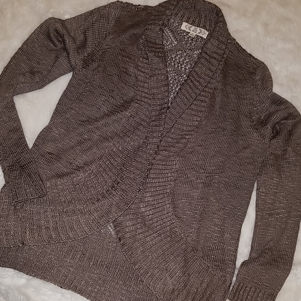 Crochet Knit Slub Shawl Cardigan Sweater